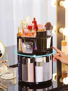 Estante de almacenamiento de cosméticos transparente, organizador de escritorio giratorio de 360 grados, caja de acrílico, caja de almacenamiento de lápiz labial y productos de cuidado de la piel para tocador, estante de exhibición de cosméticos - Multicolor - Ver 12