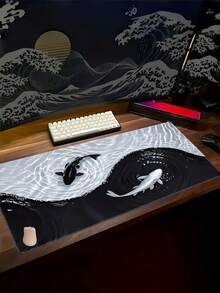 1PC Diatomaceous Earth Non Slip Quick Dry Water Absorbent Tai Chi Koi Fish Pattern Gaming Mouse Pad For Office Home Computer Desk Mat Office Supplies - multicolor - View 3