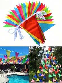 500 Pieces Felt Rainbow Triangle Flag Garland Multicolor Fabric Bunting Banner For Birthday Wedding Graduation Celebration Party Holiday Decoration Event Supplies - multicolor - View 5