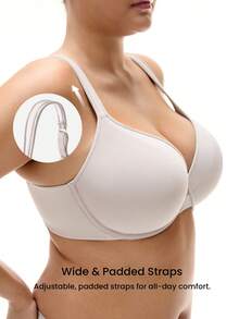 LUVLETTE Plus Dream Curve Support +Smooth Full Coverage Support Wide Strap Bra Push Up T-Shirt Basic Bra - Dusty Purple - View 2