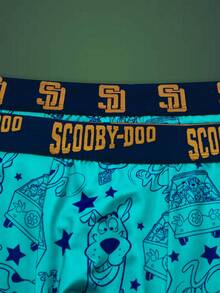 Notgurli SCOOBY-DOO X SHEIN Celana Boxer Pria 2 Potong Motif Kartun Lucu dengan Karet Pinggang Warna Kontras yang Nyaman - MultiWarna - View 3
