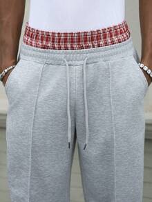 Manfinity Roghcode Young Street, Double Waistband 2 In 1 Design - Fashionable Grey Men's Sweatpants - Grey - View 5