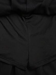 SHEIN 青少年女孩黑色針織休閒百褶運動裙 - 黑色 - 查看 4