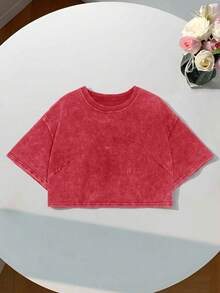 Comfortcana Women's Summer Heavyweight Basic Short Sleeve T-Shirt, Made Of Pure Cotton Fabric With Washing Technique, Red Color,Red Top - Red - View 13