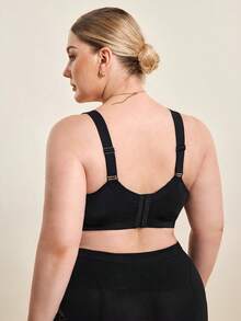 Hourtrue MIMILEMON Plus Size Seamless Smooth Black Bra For Women, With Underwire, Wide Straps, Comfortable Lift And Shaping, Effective Abdomen And Buttocks Lift - Black - View 3