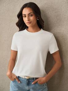 Anewsta High-End Craftsmanship Solid Color Crew Neck T-Shirt, Zero-Feel Skin-Friendly, Wrinkle-Resistant, Versatile Inner Layer And Outerwear Essential Casual - White - View 7