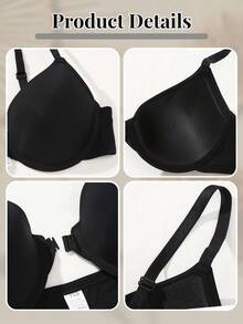 DesireSculpt Chất rắn Dây đeo có thể điều chỉnh Bras - màu đen - Xem 5