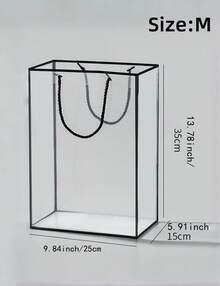 1 Peça Bolsa Tote Transparente de Grande Capacidade com Borda Preta e Estampa Floral para Presente, para Casamento, Aniversário, Natal, Aniversário de Casamento, Embrulho de Presente, Lembrancinhas de Festa, Celebrações, Reutilizável - Preto - Visão 6