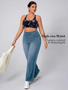 Flexra Plus Size Soft Medium Blue Wash Stretch Denim Jeans - Light Wash - View 4