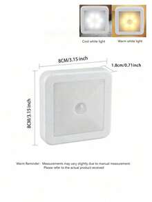 LED Motion Sensor Night Light, Smart PIR Sensor, Auto On/Off, Sensor Bedside Lamp, AAA Battery Powered, Easy Installation, Suitable For Bathroom, Bedroom, Hallway, Stairs, Cabinet, Garage(Batteries Not Included) - White - View 4