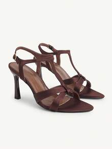CUCCOO CHICEST Sandal cao gót nữ đơn giản có thể điều chỉnh, phù hợp mặc thường ngày, nghỉ xuân, Lễ Phục sinh, dạ hội - màu nâu - Xem 1