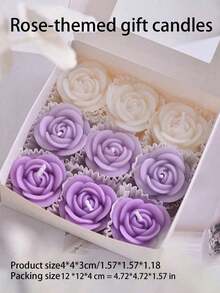 Rose Shaped Scented Candle Gift Set, Natural Soy Wax Handmade Candles, Create A Relaxing Ambiance, Suitable For Weddings, Home Decor, Meditation, Also Applicable For Weddings, Valentine's Day, Anniversary, Valentine's Day Decor, Dining Table Decor, Centerpieces, Hotel Decor, Best Gift For Friends, Family, Lovers And Partners - multicolor - View 12
