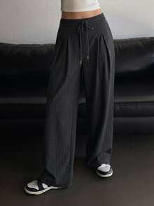 Dazy Star Striped & Floral Print Wide Leg Pants - Grey - View 10