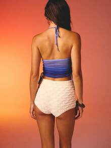 Aralina Summer Women's Lined Cup Sheer Body Ombre Printed Mesh Going Out Party Holiday Vacation Beach Halterneck Top - Blue - View 2