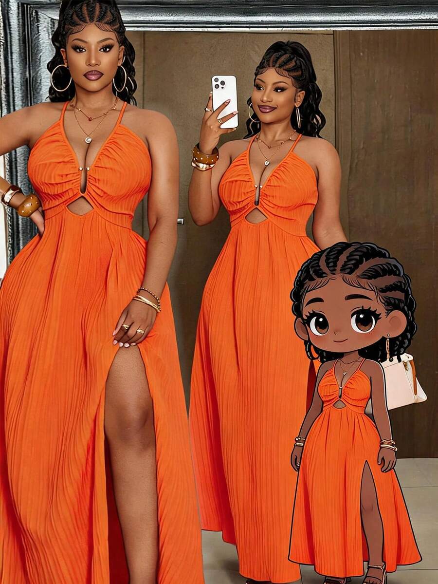 Maweii Plus Size Maxi Vacation Dress - Orange - View 1