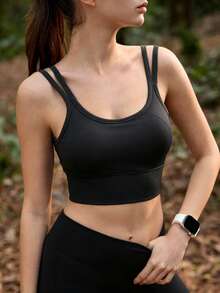In My Nature Women's Seamless Outdoor Sports Bra; U-Shaped Back Design; Versatile; Suitable For Women; Applicable For Fitness, Yoga And Outdoor Running - Black - View 1