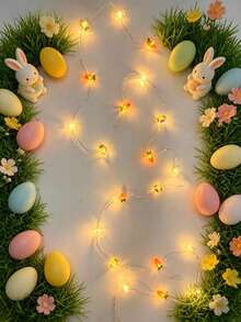 Easter Decorations, Rabbit, Carrot, Egg String Lights, Battery Powered, Easter Spring Rabbit Fairy Lights, Suitable For Indoor/Outdoor Easter Basket, Egg Party, Bedroom Decor - multicolor - View 8