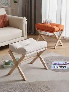 1 Stück faltbarer Aufbewahrungshocker mit weichem, atmungsaktivem Polster, niedriger Ottoman-Hocker für Wohnzimmer und Zuhause, platzsparende Möbel, DIY-Montage - Verschiedenfarbig - Übersicht 2