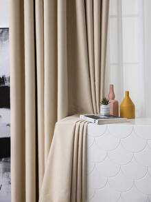 1 Piece Blackout Curtain With Eyelet, Soft And Graceful Blackout Curtain For Living Room, Beige - Beige - View 8