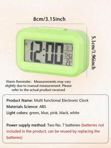 Multifunctional Smart Electronic Clock, Desk Clock With Backlight, Temperature, Calendar, Timer For Kitchen, Bedside ,Room Decor Gifts Birthday Graduation Digital Clock Alarm Clock Bedroom Decor Dormitory Decor Back To School School Decor School - multicolor - View 6
