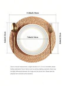 1/4/6PCS Handwoven Braided Rustic Boho Round Placemats Charger Plates Farmhouse Winter Holiday Dining Table Kitchen Home Decor Table Setting Rustic Boho Tableware Set - Multicolor - View 11