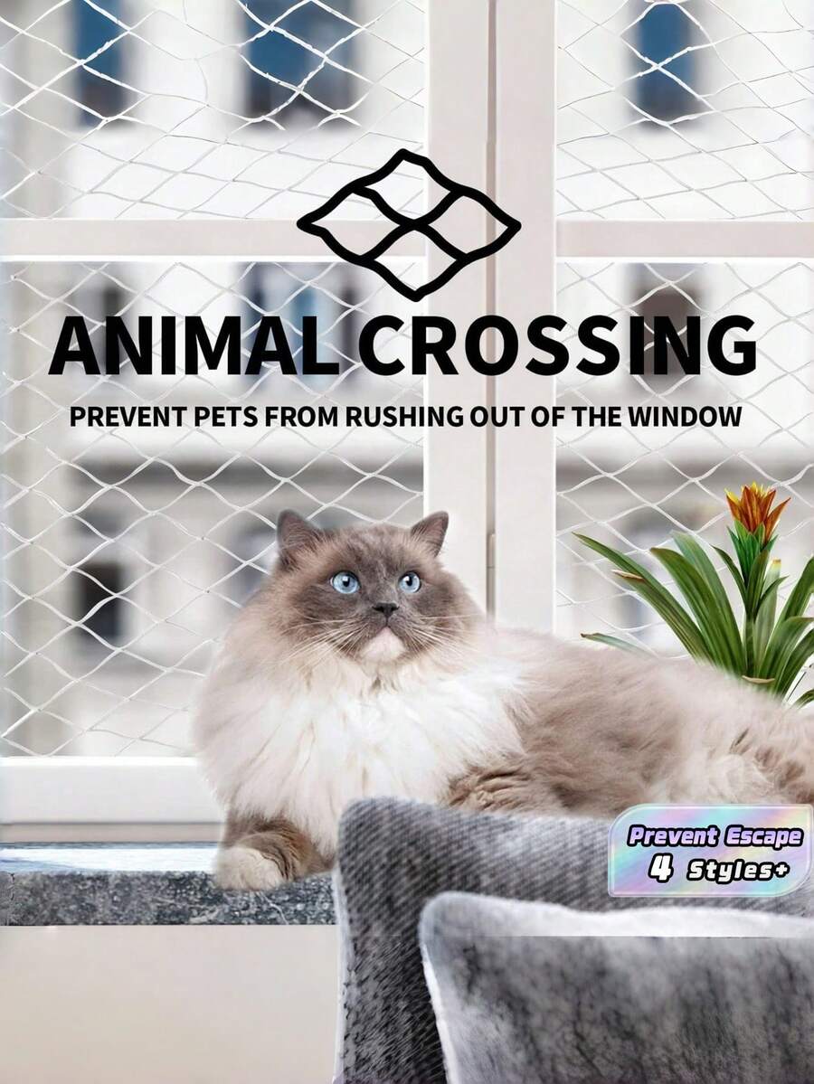 1PC Pet Balcony Window Safety Net Cat Fence Net Transparent Nylon Mesh Pet Enclosure Net For Balcony Window Staircase Fall Protection Indoor Outdoor Use Must Have - multicolor - View 1