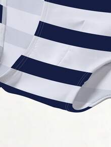 Arcluno Bañador de playa con estampado a rayas para hombres - Azul Marino - Ver 4