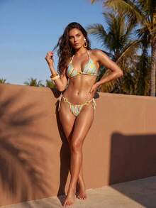 Anewsta Conjunto de bikini casual estampado para mujer - Multicolor - Ver 8