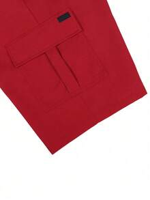 Manfinity Homme Loose Men's Flap Pocket Drawstring Waist Cargo Shorts - Red - View 8