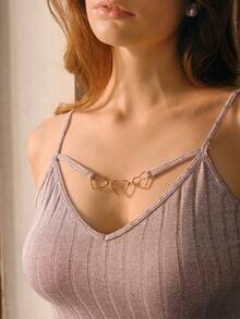 Bisouelle Hollow Out Heart Chain Decorated Pajama Set - Mauve Purple - View 8