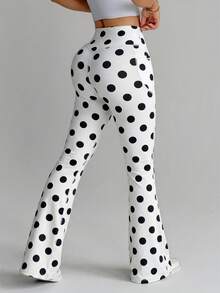 Dewbera Dewbera Pantalones largos acampanados con costuras y estampado de leopardo colorido (con bolsillos) - Blanco y Negro - Ver 2