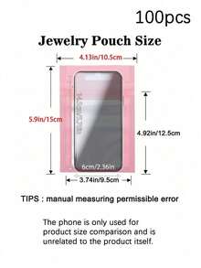 50/100pcs Pink Gift Packaging Bags, Clear Display Pouches For Jewelry And Accessories, Reusable Ziplock Bags For Cables, Cosmetics And Holographic Package - multicolor - View 6