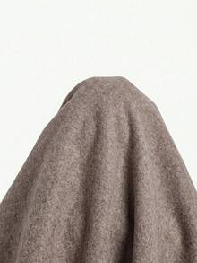 SHEIN 女式纯色翻领长袖双排扣休闲羊毛大衣，秋冬 - 灰色 - 查看 7