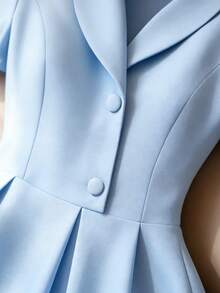 GlowEve CURVE Women's Plus Size Baby Blue Button A-Line Dress, Spring/Summer Wedding Guest Elegant - Blue - View 4