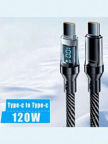 Teckwe 1PC 120W Super Fast Charging USB A To Type-C Cable With LED Digital Display, Dual Type-C Ports, Compatible With Phone 15/16, Hei,Honor Charging Cable - Multicolor - View 11
