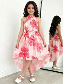 Tween Girl Floral Halter Girls Clothes 8 To 12 Years Halloween Outfit Fall Style US Fall Style - Multicolor - View 5
