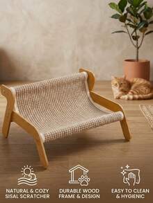PETSIN 1个大号剑麻猫抓柱，一体式猫床设计。坚固耐用，防污、防抓、耐磨损。多功能宠物休息床。适合室内使用，如客厅、阳台、卧室，既可作为宠物日常必需品，也可作为猫咪家具和装饰品。 - 均碼 - 查看 1