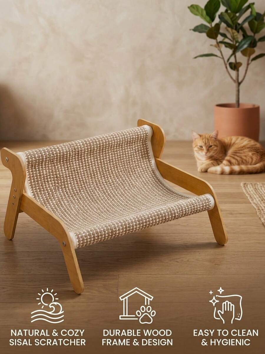 PETSIN 1个大号剑麻猫抓柱,一体式猫床设计。坚固耐用,防污、防抓、耐磨损。多功能宠物休息床。适合室内使用,如客厅、阳台、卧室,既可作为宠物日常必需品,也可作为猫咪家具和装饰品。 - 均碼 - 查看 1