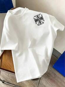 Resyla Men's Plus Size Crew Neck Short Sleeve Graphic Print T-Shirt - White - View 2