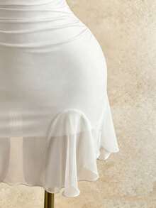 Mistrie New Sexy Slim Fit Backless Strapless Gradient Suspender Dress - White - View 7