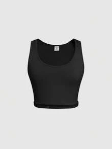 SHEIN Tween Girl Tween Girl Casual Daily Versatile Comfortable Slim Fit Solid Color Bow Embroidery Pattern Sportswear - Black - View 7