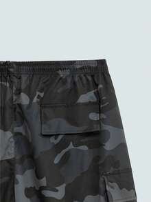 Plus Size Men's Summer Casual Camouflage Cargo Shorts With Flap Pocket - Dark Grey - View 10
