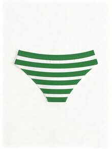 Manfinity KASUA Bañador de triángulo a rayas para hombre, vacaciones de verano en la playa, vacaciones - Verde - Ver 2
