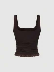 Sweetra Bộ 3 món thời trang hot girl phong cách Âu Mỹ xuân/hè mới, áo tank top ren hở lưng gợi cảm tôn dáng, màu trơn đa năng, mặc thường ngày đi làm và hẹn hò cho nữ - Nhiều màu - Xem 5