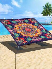Kanopi Pelindung Matahari Mandala Bohemian Ringan dari Poliester untuk Pantai, Berkemah, Taman, Piknik, dan Petualangan Luar Ruangan (Tiang Tidak Termasuk) - B - View 6