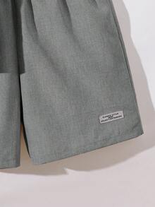 SHEIN Teenager Jungen 2er Set Lässig Vielseitig Texturiertes Kurzarmhemd und Shorts Set Teenager Jungen 2er Set Jungen Schwarze Kurz Sets - Grau - Übersicht 4
