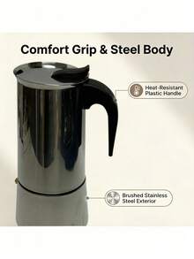 12 Cup Stainless Steel Espresso Coffee Maker, 600ml Moka Pot For Home, Kitchen, Camping - Silver - View 6