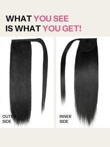 Pony Tails Real Hair Extension Jet Black Straight Ponytail Extension Human Hair Invisible Wrap Around Ponytail Human Hair For Women Daily Work - S1 - View 2