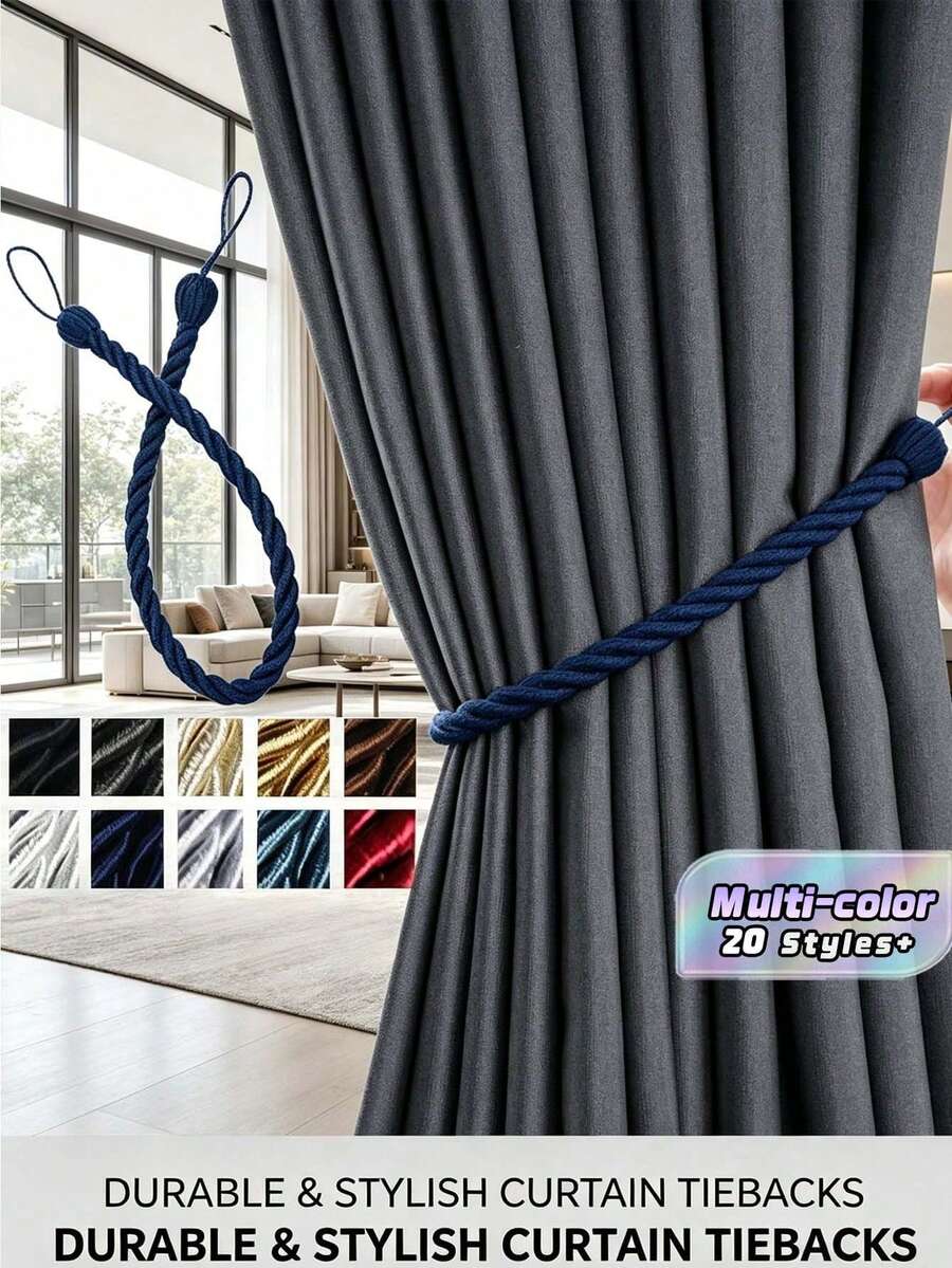 1/2pcs Polyester Woven Rope Window Curtain Tie Backs, Multi-Color & Size Options, Suitable For Curtain Fixing And Decoration Gifts Birthday Graduation - Multicolor - View 1