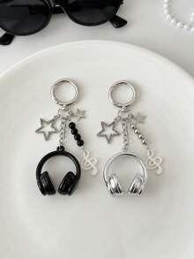 Muroi Mono 1pc/2pcs Fashion Sweet Cool Earphone Shaped Key Chain, Multi Functional Pendant For  Phone & Bag. Simple Stylish Commute Accessory, Cute Key Holder. - Multicolor - View 5